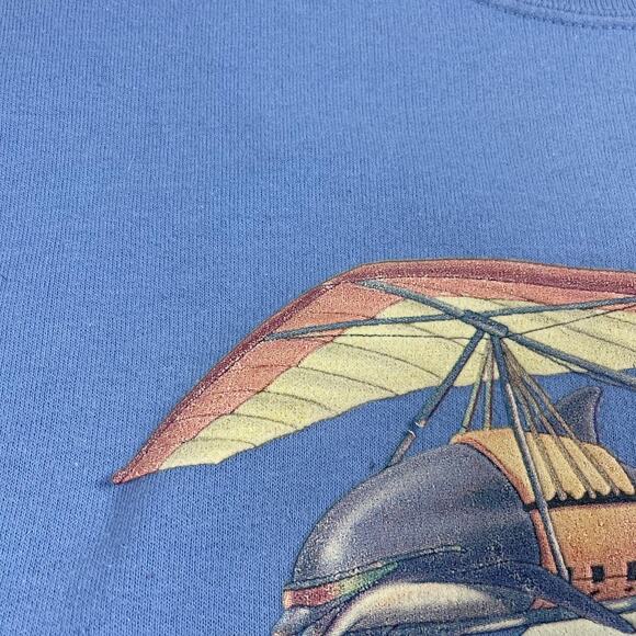 Vintage Florida Tarpon Springs Parasailing Dolphin Blue Crewneck Fits Medium - Picture 5 of 10